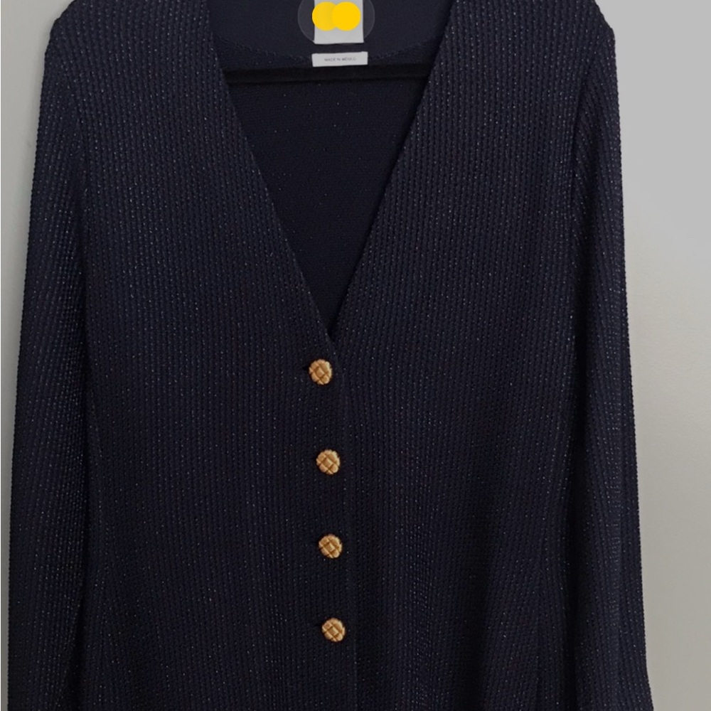 St. John Navy Cardigan with Gold Buttons